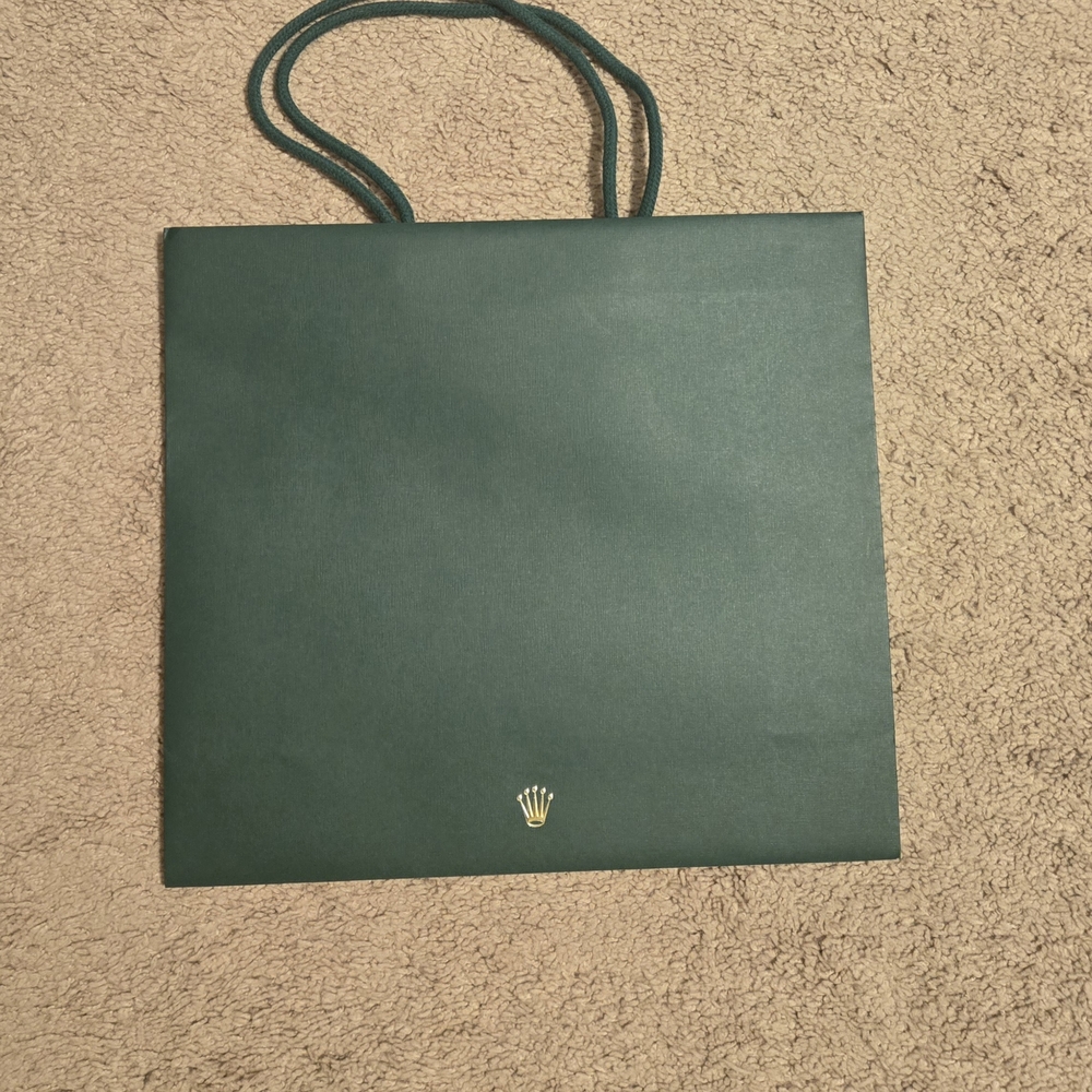 Rolex Dark Green Gift Bag with Gold Logo